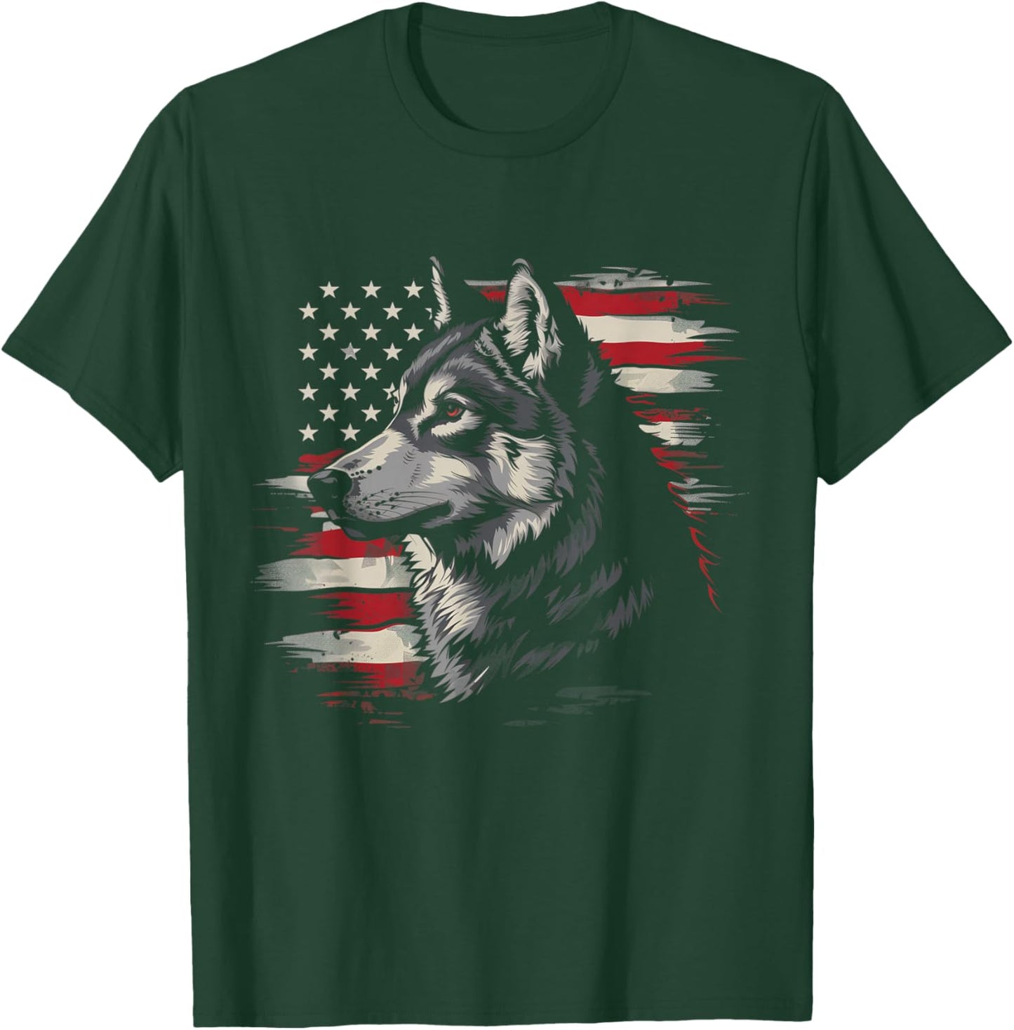 Wolf American Flag USA Patriotic Wolf Lover T-Shirt - T-Shirt | Forest