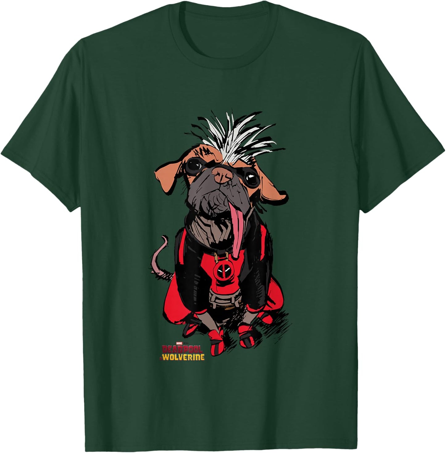 Marvel Deadpool & Wolverine Sketchy Dogpool Comic Portrait T-Shirt - T-Shirt | Forest