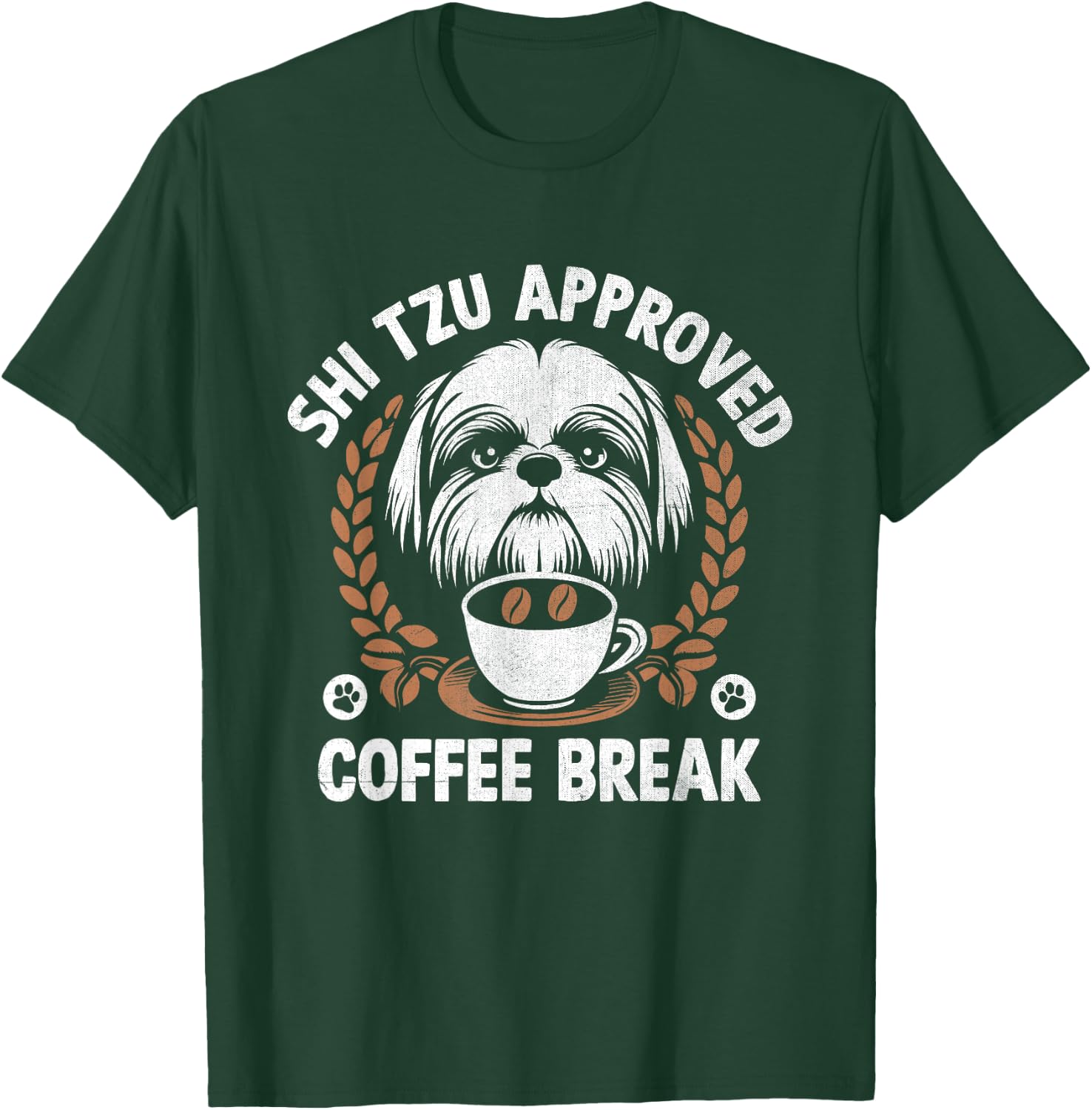 Shih Tzu Mom Dad Coffee Drinking Shih Tzu Cute Dog Owner T-Shirt - T-Shirt | Forest