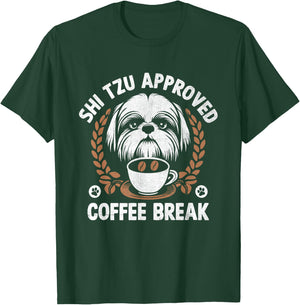 Shih Tzu Mom Dad Coffee Drinking Shih Tzu Cute Dog Owner T-Shirt - T-Shirt | Forest