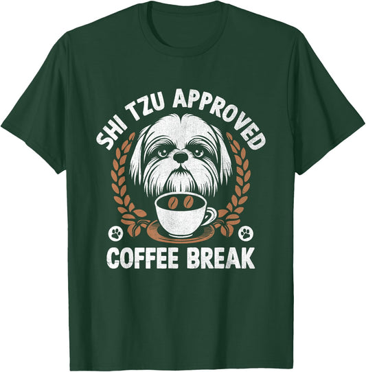 Shih Tzu Mom Dad Coffee Drinking Shih Tzu Cute Dog Owner T-Shirt - T-Shirt | Forest