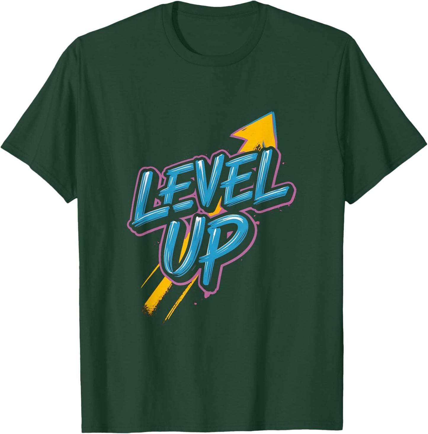 Retro Gaming Level Up Boys Girls Men Women T-Shirt - T-Shirt | Forest