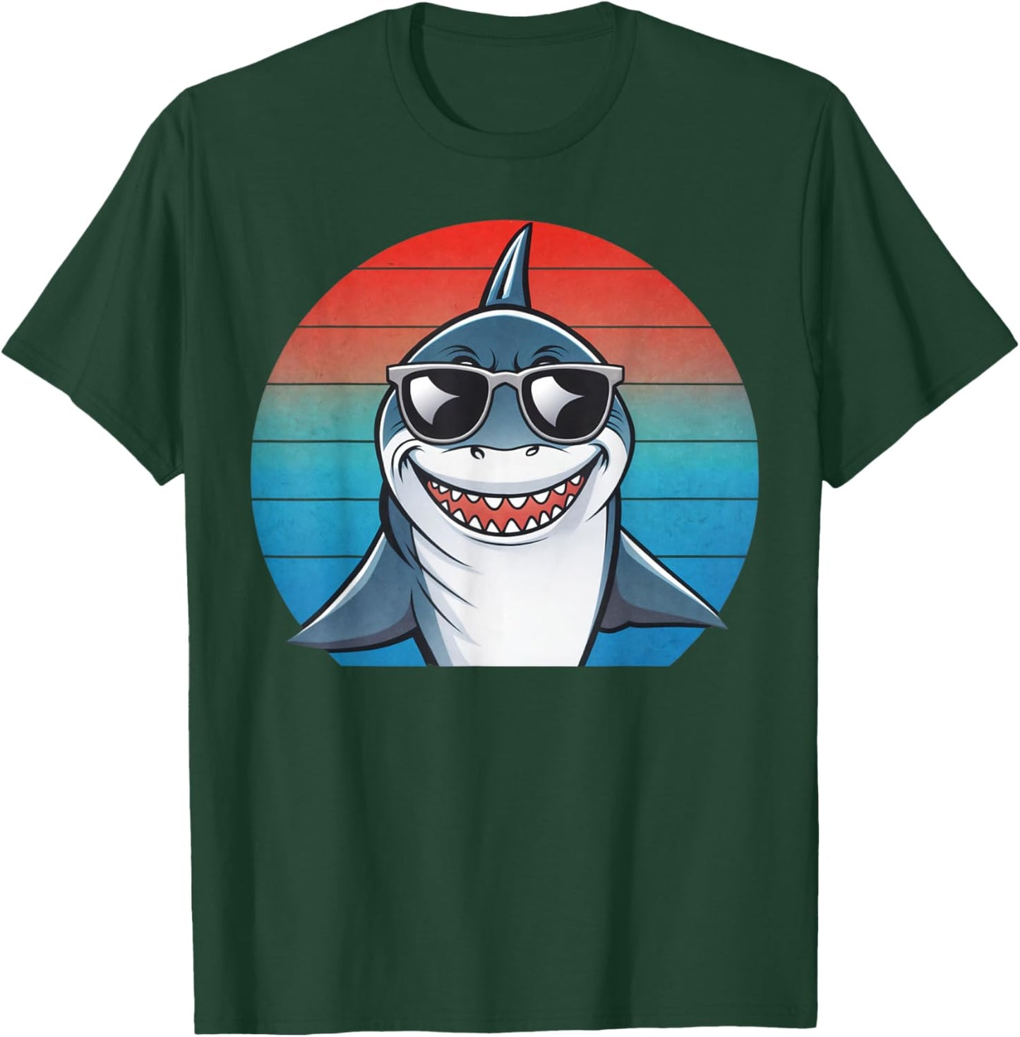 Kids Shark Cool Retro Toddler Boys Shark T-Shirt - T-Shirt | Forest