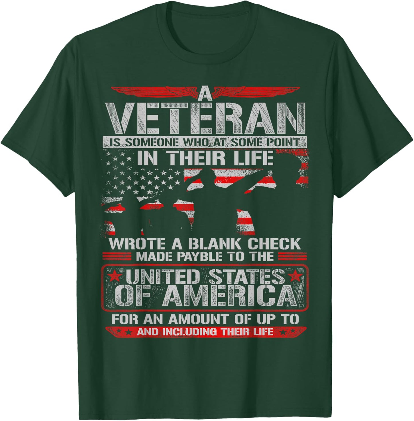 Veteran Wrote Blank Check for Gun Enthusiast T-Shirt - T-Shirt | Forest