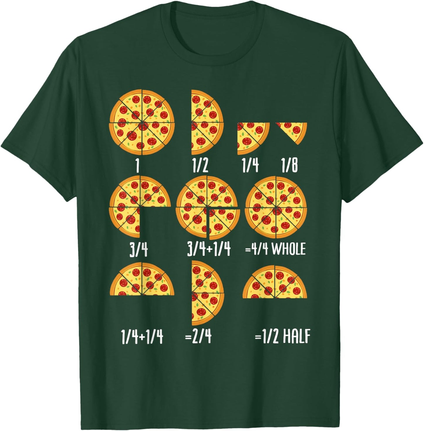 Pizza Slice Fraction Math Teacher Back To School Educational T-Shirt - T-Shirt | Forest