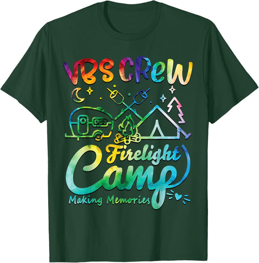 VBS Crew Camp Firelight Vacation Bible School Camping Camper T-Shirt - T-Shirt | Forest