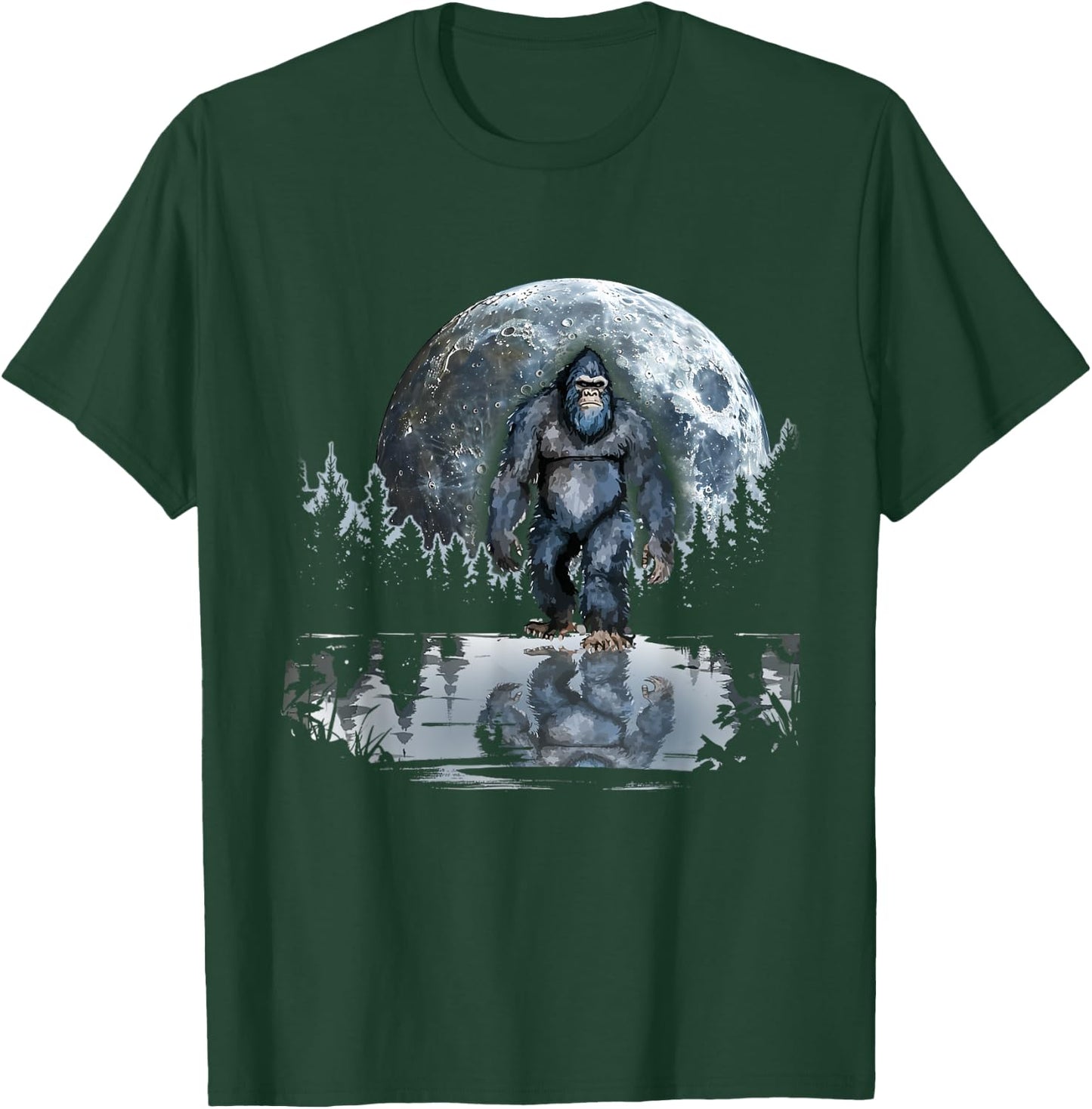 Bigfoot Sasquatch Full Moon In The Forest Women Kids T-Shirt - T-Shirt | Forest
