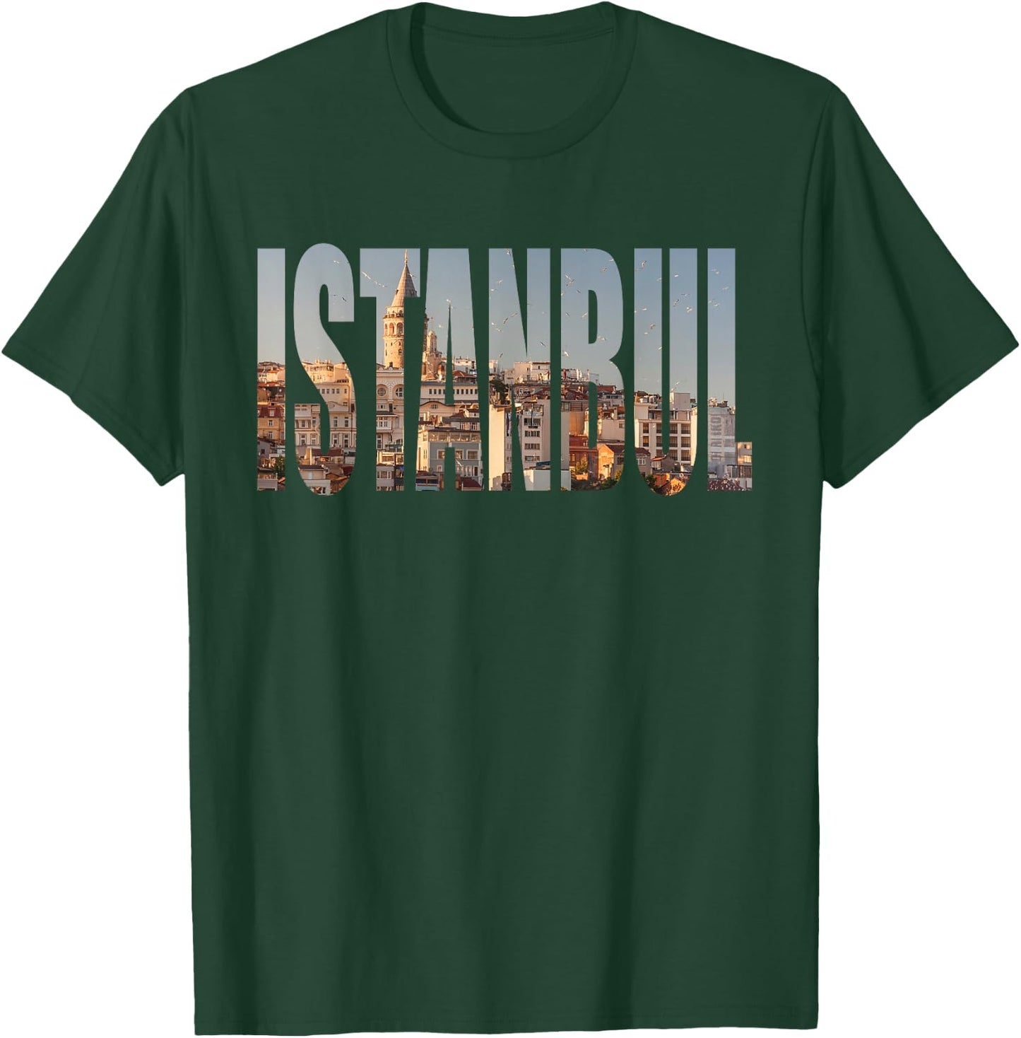 Istanbul Turkey Urban Skyline Photography Font T-Shirt - T-Shirt | Forest