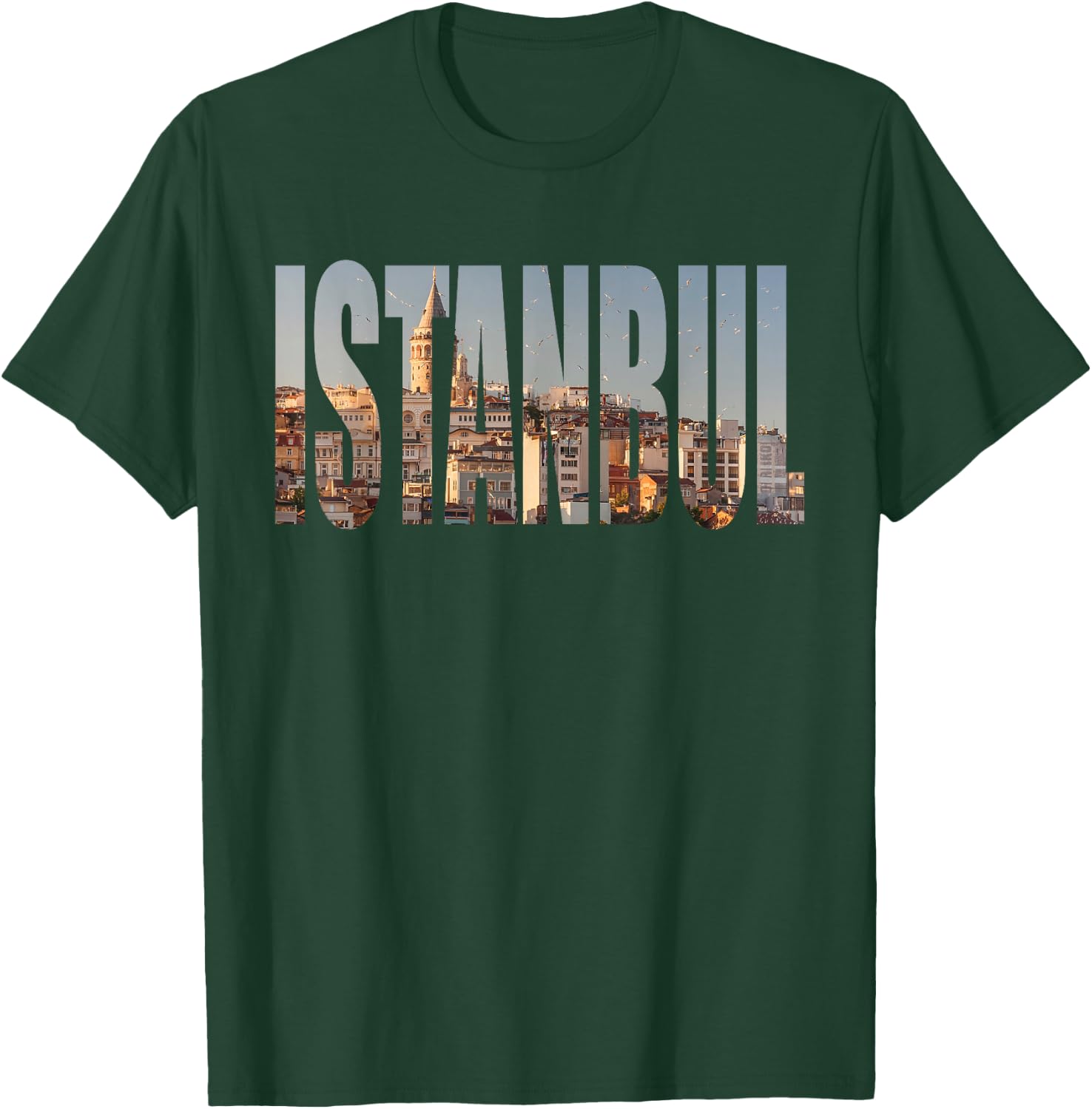 Istanbul Turkey Urban Skyline Photography Font T-Shirt - T-Shirt | Forest