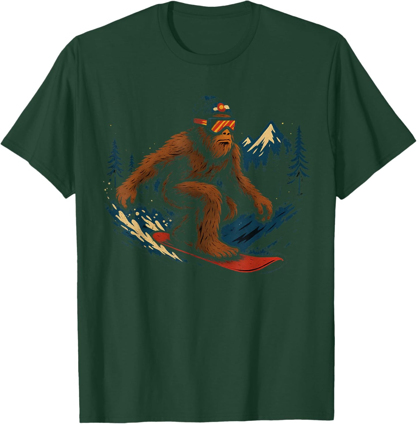 Colorado Bigfoot Snowboarding Adventure Sasquatch Design T-Shirt - T-Shirt | Forest