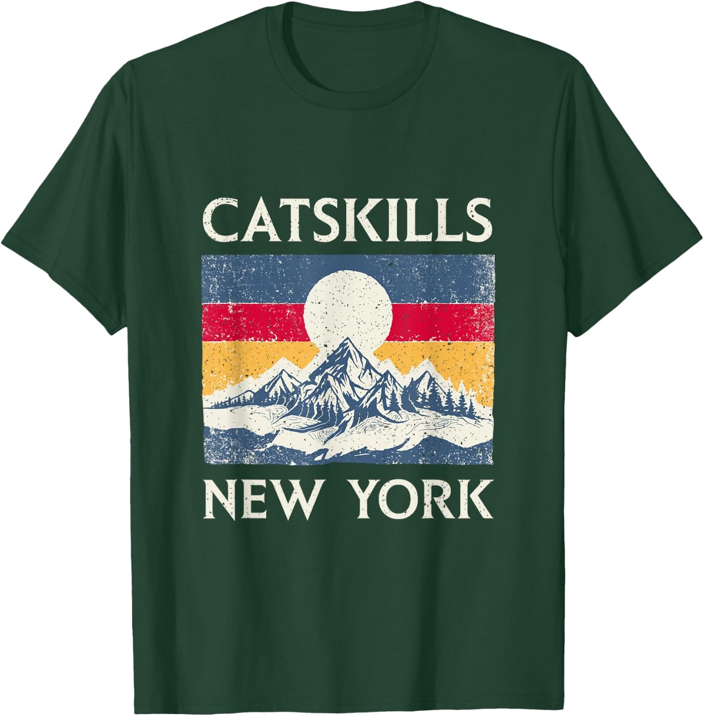 Vintage 70s 80s Sunset Mountain Catskills New York Hiking T-Shirt - T-Shirt | Forest