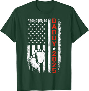 Promoted to daddy 2025 us american flag pregnancy annouce T-Shirt - T-Shirt | Forest
