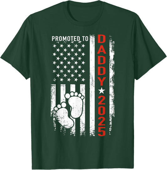 Promoted to daddy 2025 us american flag pregnancy annouce T-Shirt - T-Shirt | Forest