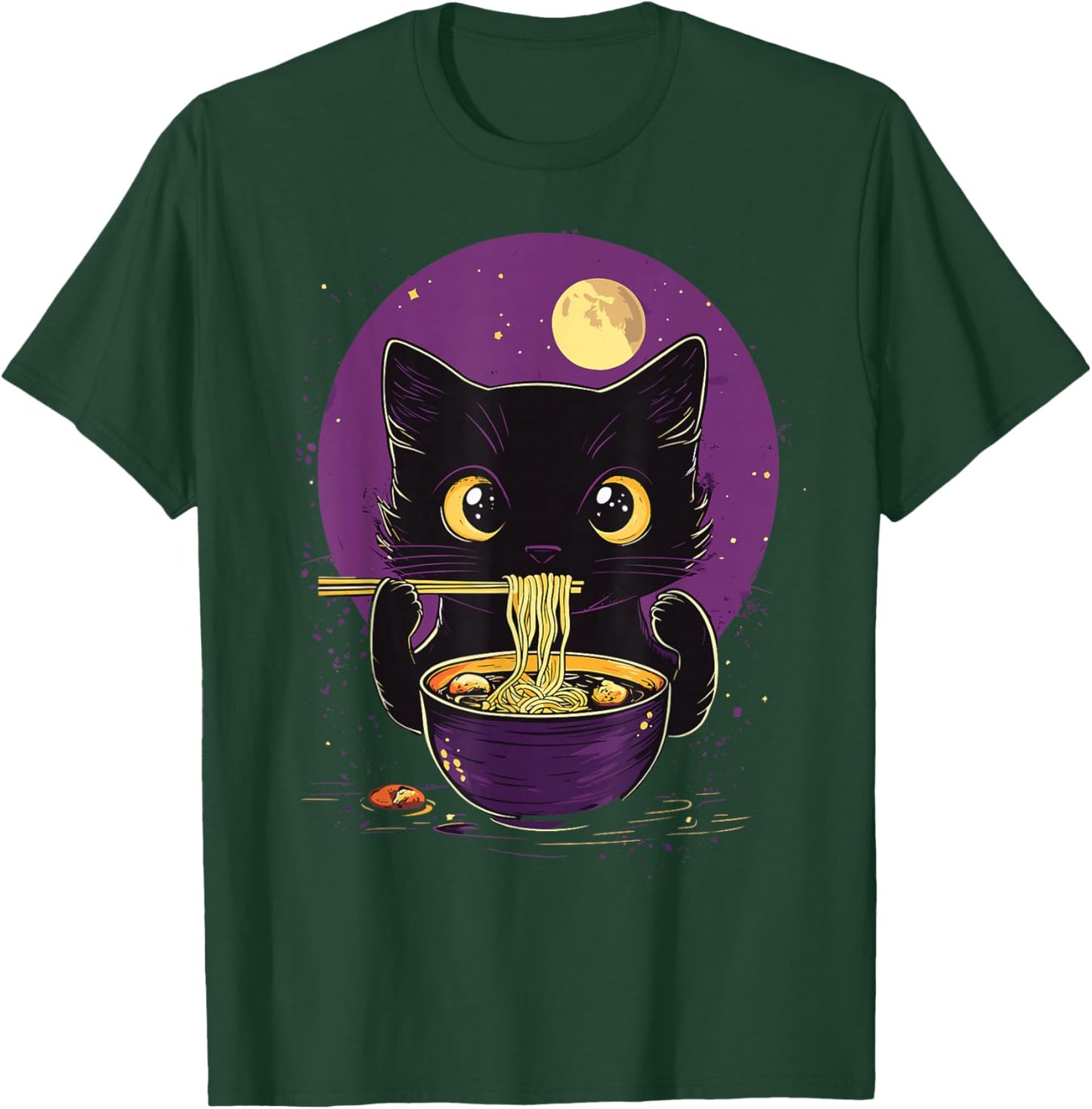 Cat Ramen Japanese Funny Graphic Kawaii Cat Anime T-Shirt - T-Shirt | Forest