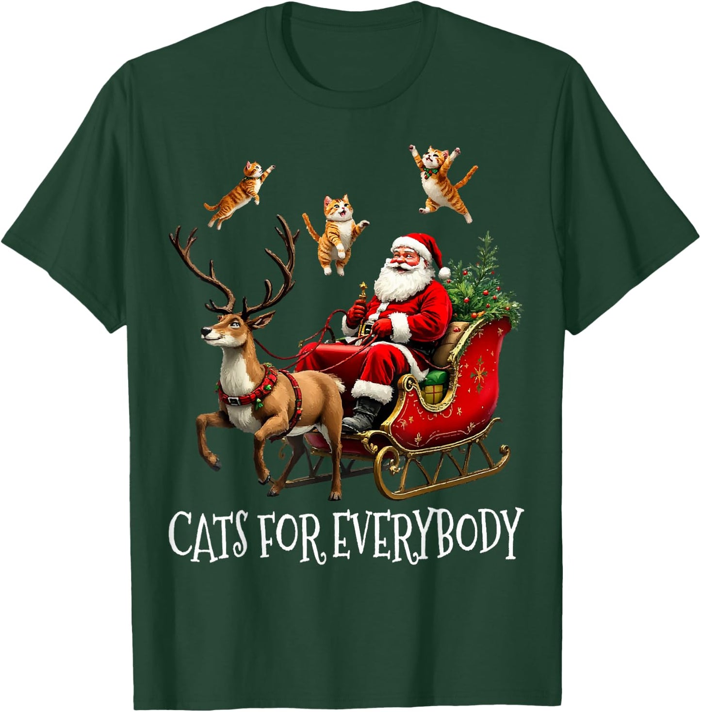 Cats For Everybody Christmas Cat Funny Xmas Santa T-Shirt - T-Shirt | Forest