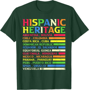 National Latino Countries Flag Hispanic Heritage Month 2024 T-Shirt - T-Shirt | Forest