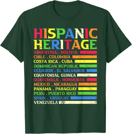 National Latino Countries Flag Hispanic Heritage Month 2024 T-Shirt - T-Shirt | Forest