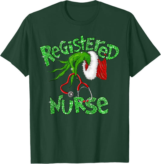 Registered Nurse Stethoscope Santa Elf Christmas Xmas Pajama T-Shirt - T-Shirt | Forest