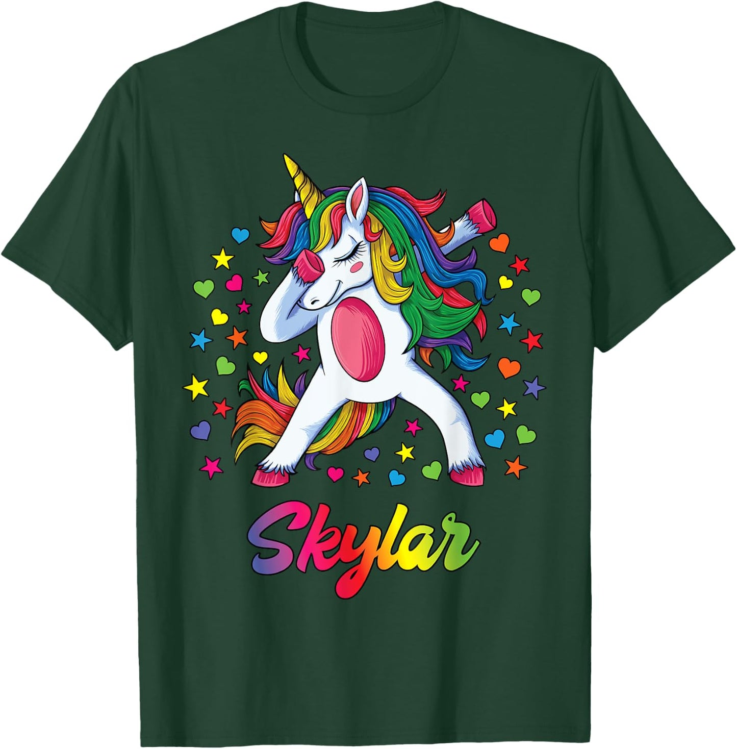 Skylar Personalised Name Unicorn Girl Gift T-Shirt - T-Shirt | Forest