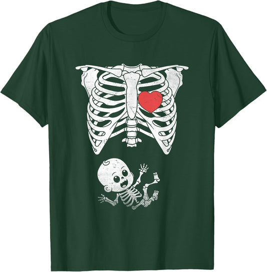 Skeleton Pregnancy Announcement XRay Halloween Moms T-Shirt - T-Shirt | Forest