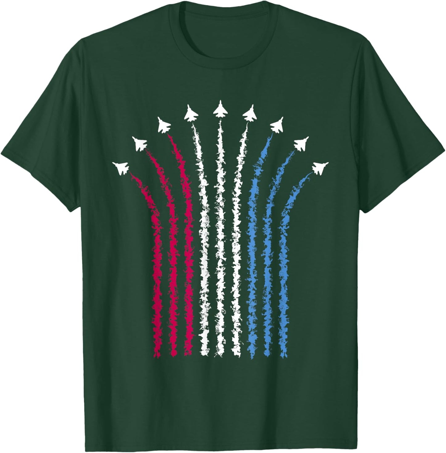 Patriotic USA American Red White Blue Flag Jets 4th of July T-Shirt - T-Shirt | Forest