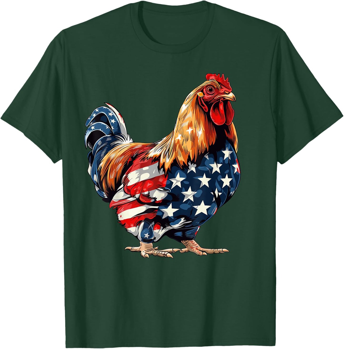 Chicken American Flag 4th of July Chicken Gifts Kids T-Shirt - T-Shirt | Forest