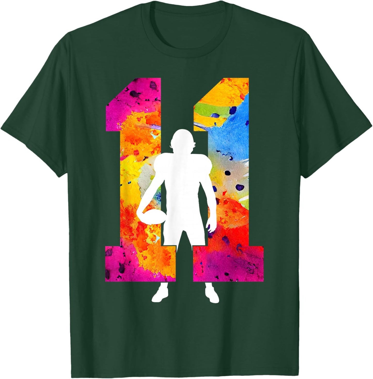 Number 11 Years Football 11th Birthday T-Shirt - T-Shirt | Forest
