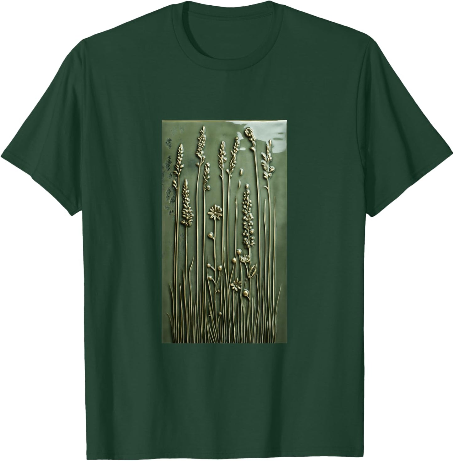 Vibrant Mosaic Tiles Floral Botanical Floral T-Shirt - T-Shirt | Forest