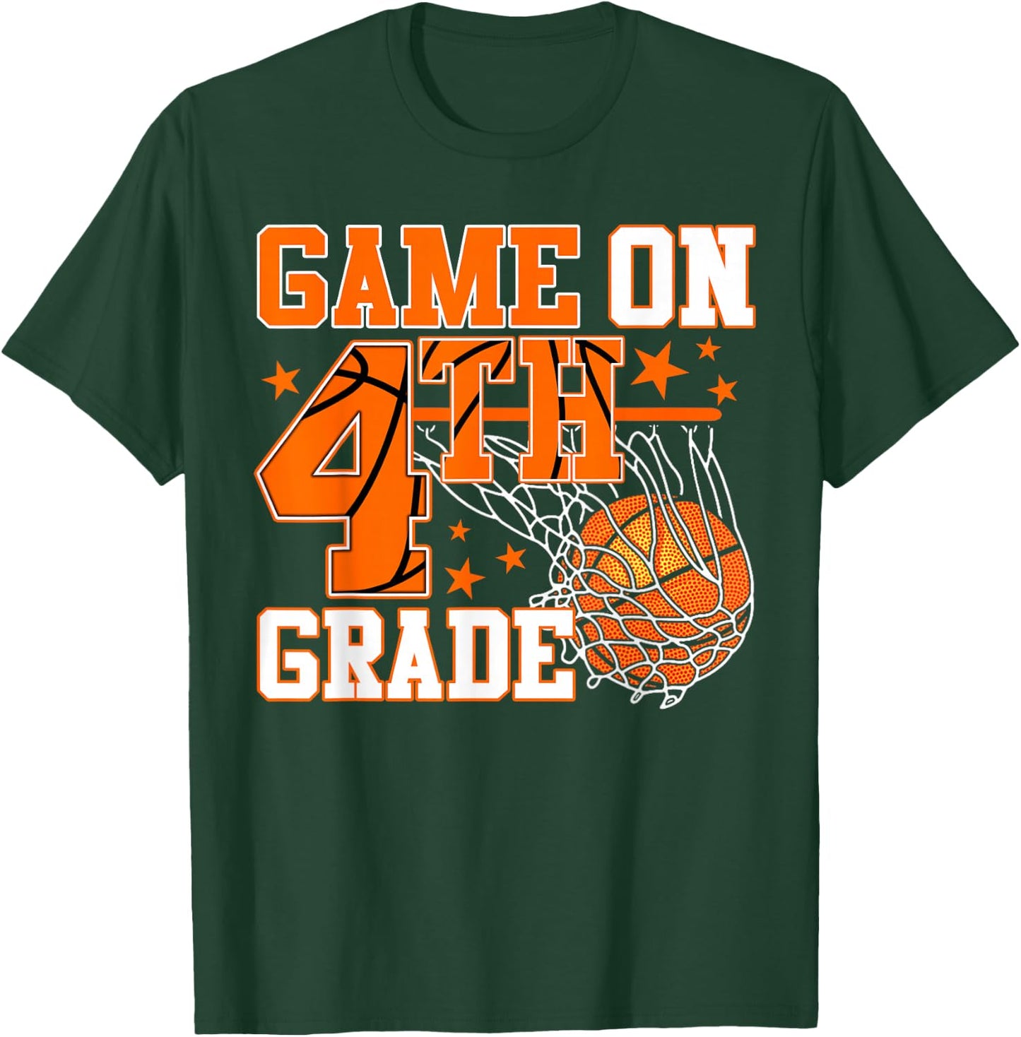 Vintage Game On Fourth Grade Basketball Back to School Boy T-Shirt - T-Shirt | Forest