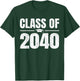 Kindergarten Class of 2040 Grow With Me Kinder Graduation T-Shirt - T-Shirt | Forest