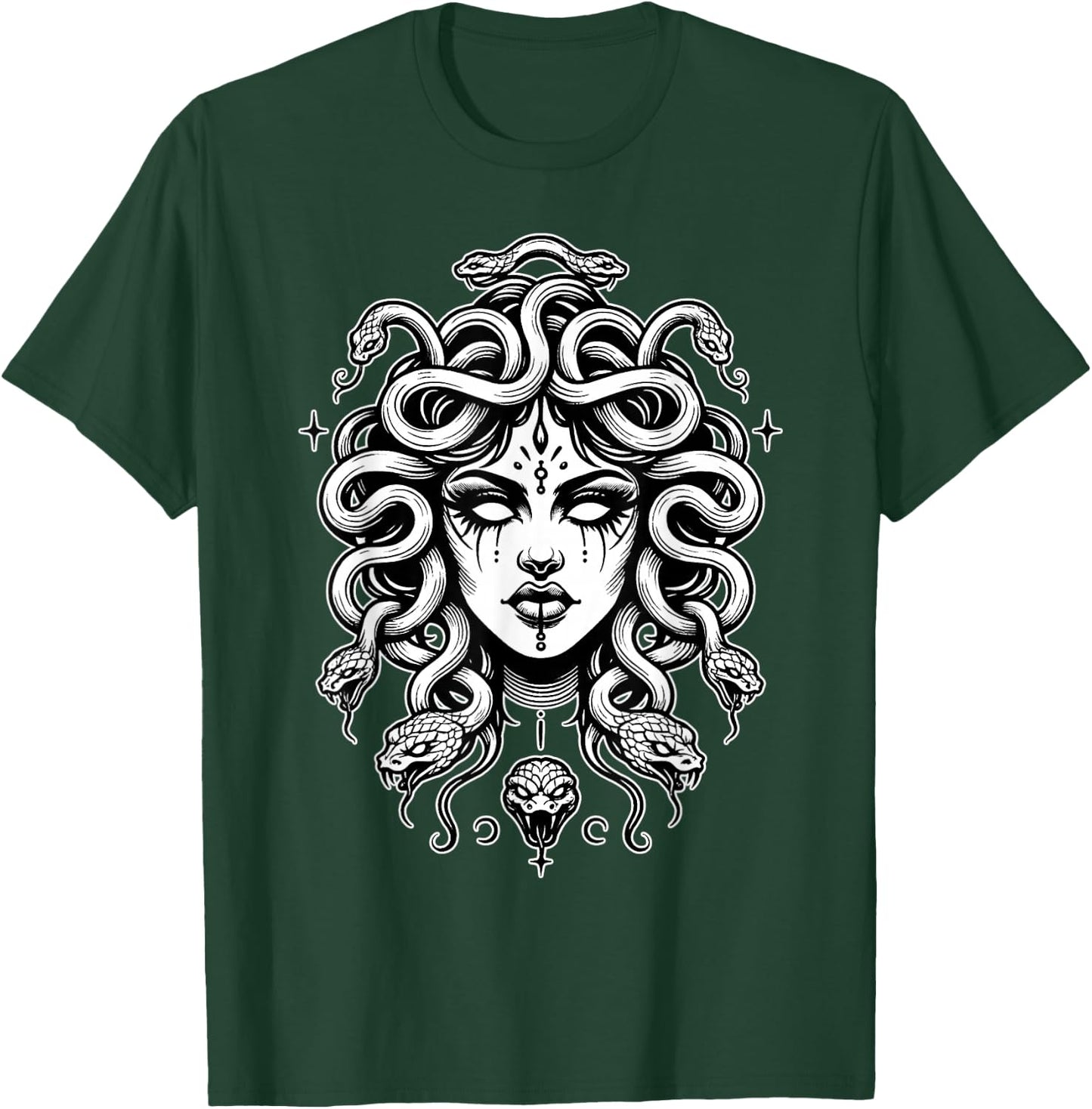 Gothic Medusa Greek Mythology Blackwork T-Shirt - T-Shirt | Forest