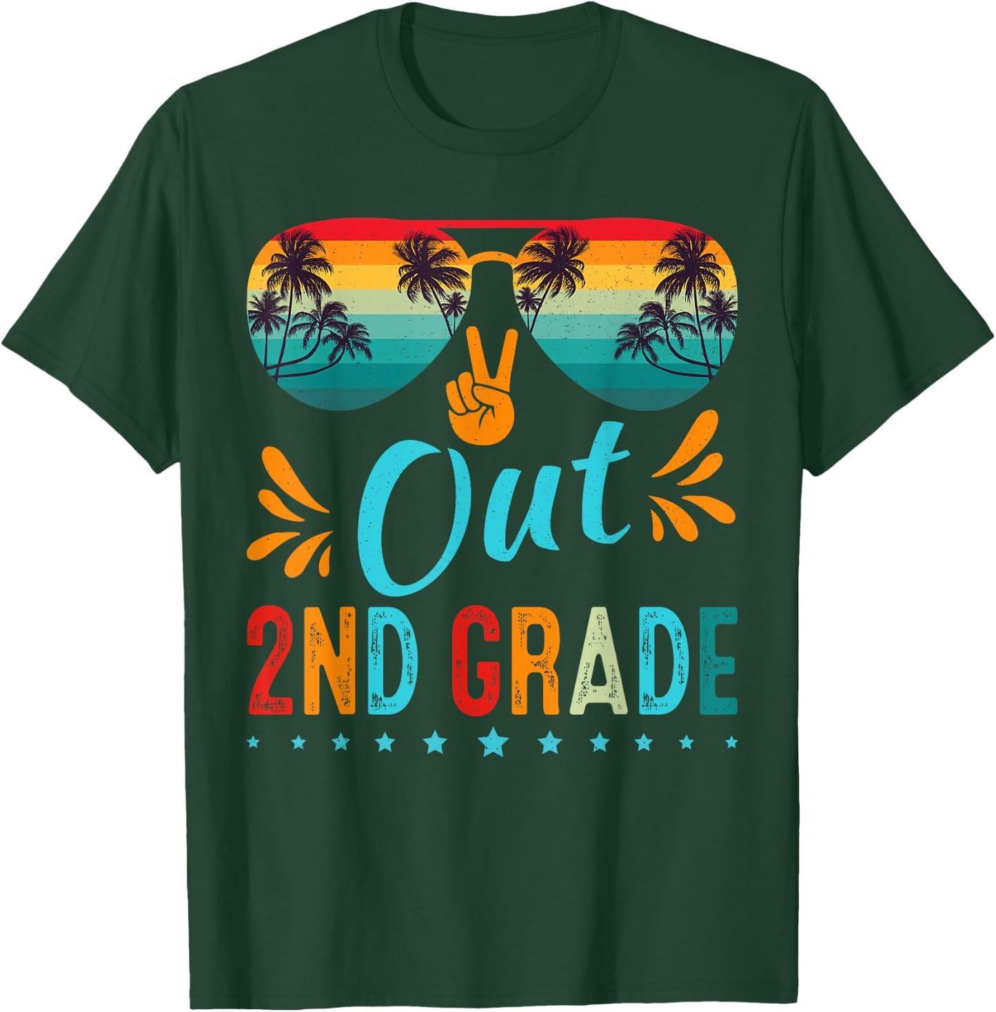 Last Day Of School Peace Out 2nd Grade Retro Graduation T-Shirt - T-Shirt | Forest