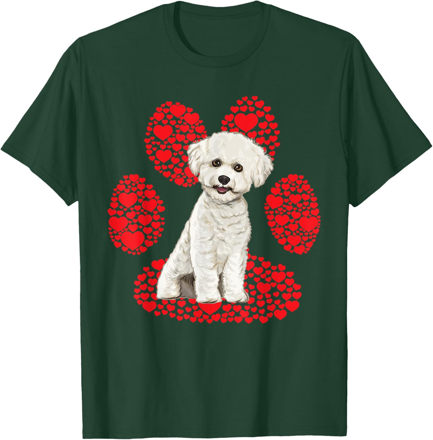 Bichons Frise Valentines Day Dog Love Paw T-Shirt - T-Shirt | Forest