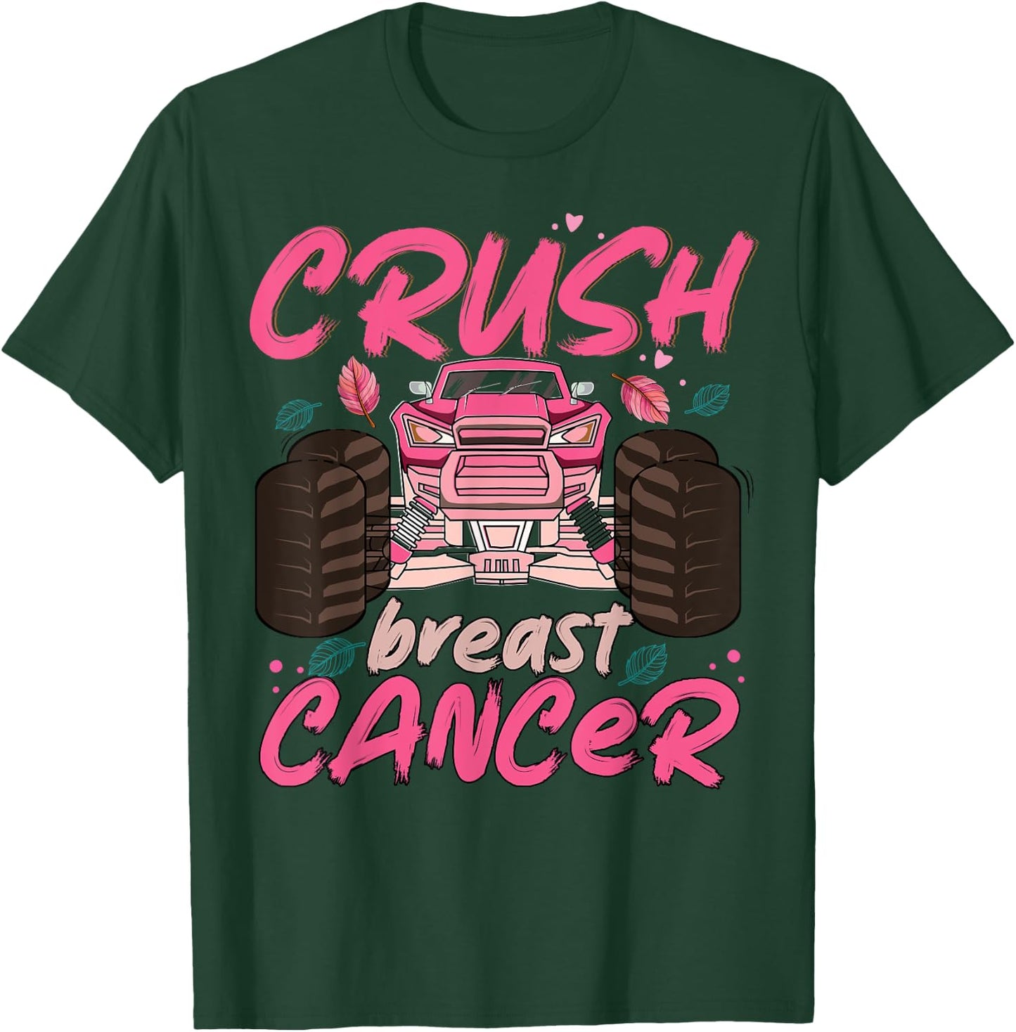 Crush Cancer Monster Truck Breast Cancer Awareness Toddler T-Shirt - T-Shirt | Forest