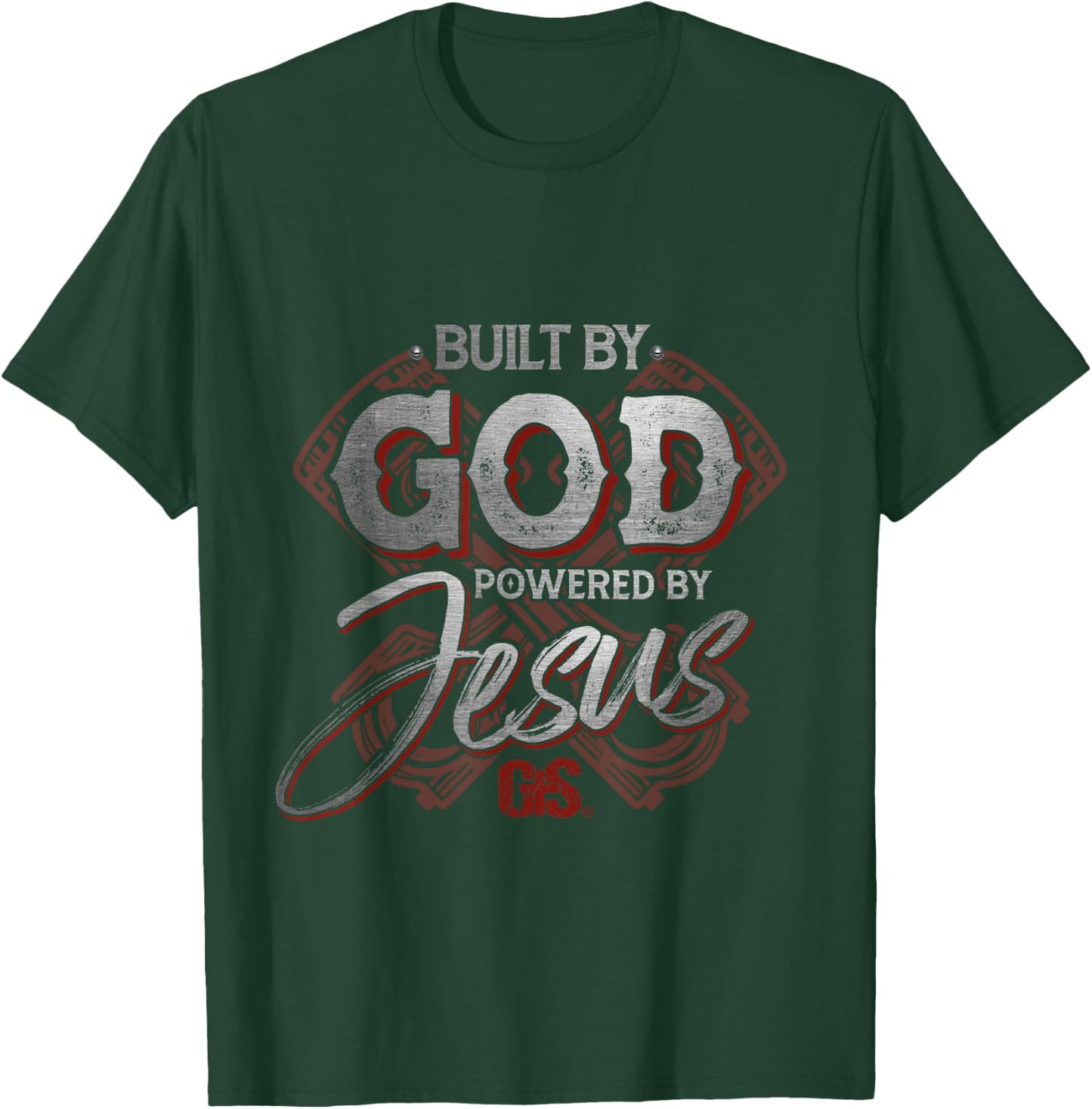 Built By God Powered By Jesus Religious Devout Christian T-Shirt - T-Shirt | Forest