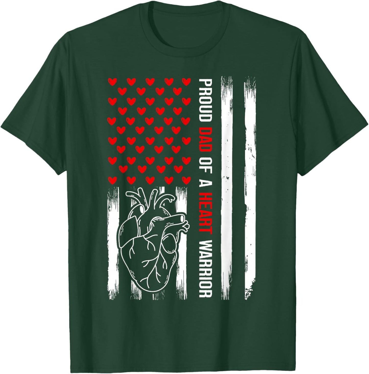 Proud Dad Of A Warrior - CHD - Congenital Heart Defect Month T-Shirt - T-Shirt | Forest