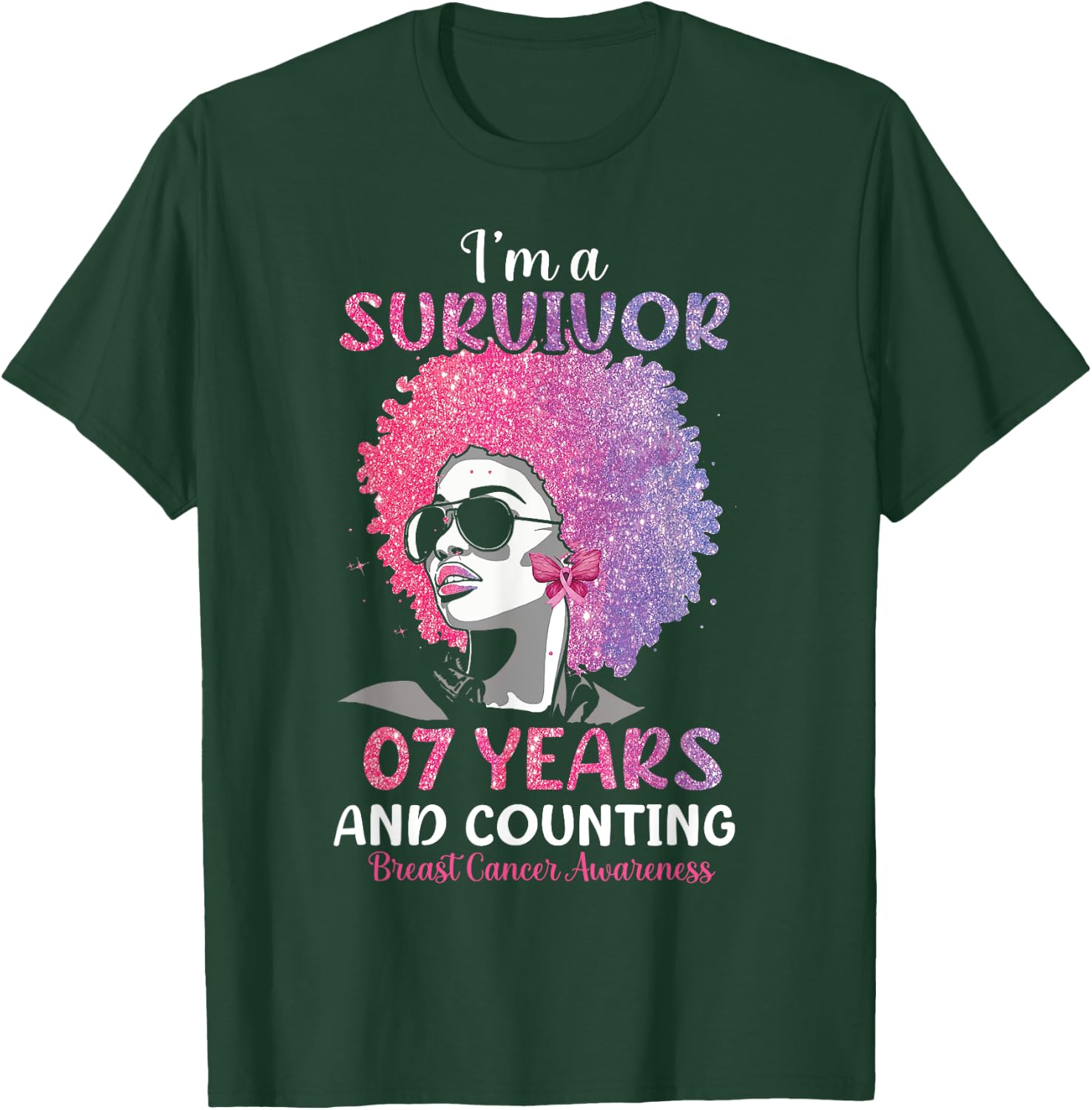 I'm Survivor 7 Years and Counting Breast Cancer Awareness T-Shirt - T-Shirt | Forest