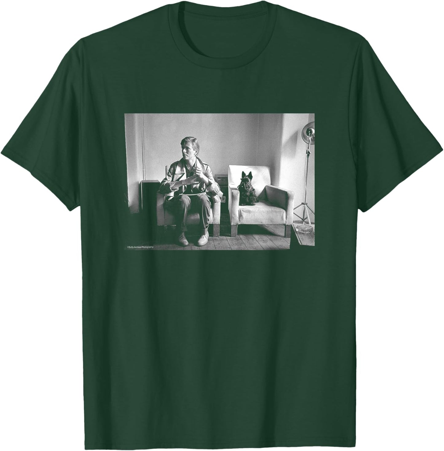 Duffy Archive Photography Lodger Shoot David Bowie With Dog T-Shirt - T-Shirt | Forest