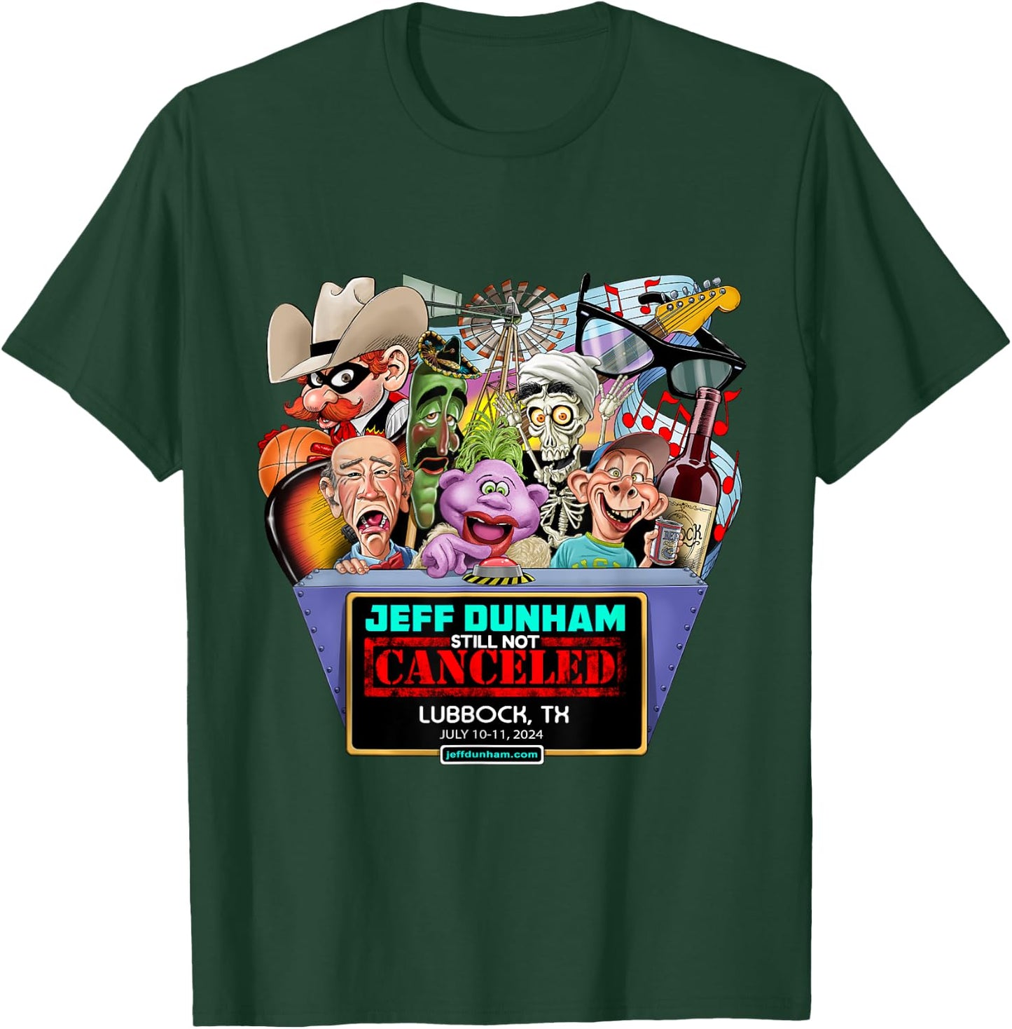 Jeff Dunham Lubbock, TX (2024) T-Shirt - T-Shirt | Forest