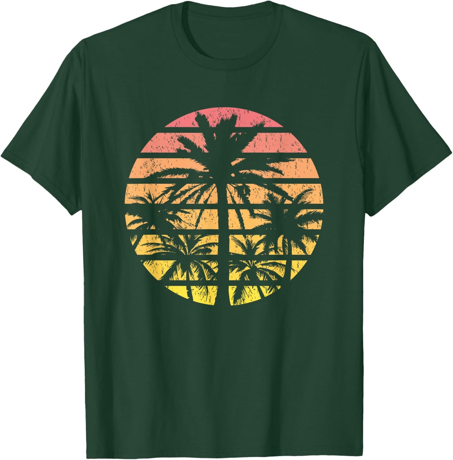 Palm Tree Retro Sunset Summer Beach Vintage Tropical Graphic T-Shirt - T-Shirt | Forest