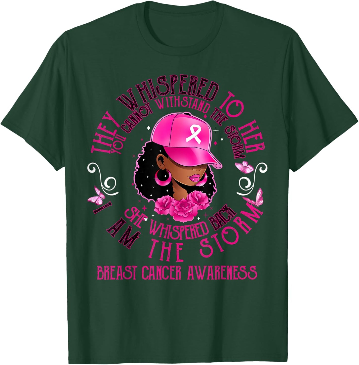 I'm The Storm Black Women Breast Cancer Survivor Pink Ribbon T-Shirt - T-Shirt | Forest
