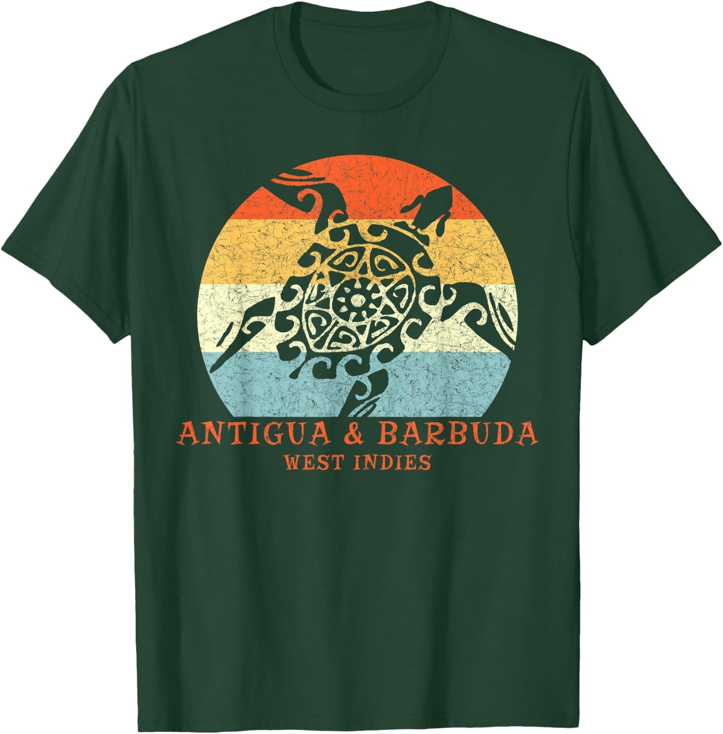 Antigua & Barbuda,West Indies Vintage Tribal Turtle Vacation T-Shirt - T-Shirt | Forest