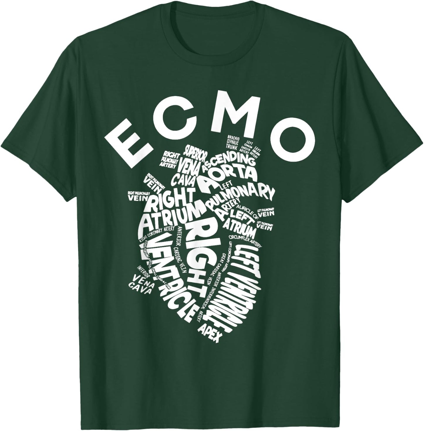 ECMO Heart Nurse Anatomy ECMO Specialist Crew CVICU T-Shirt - T-Shirt | Forest