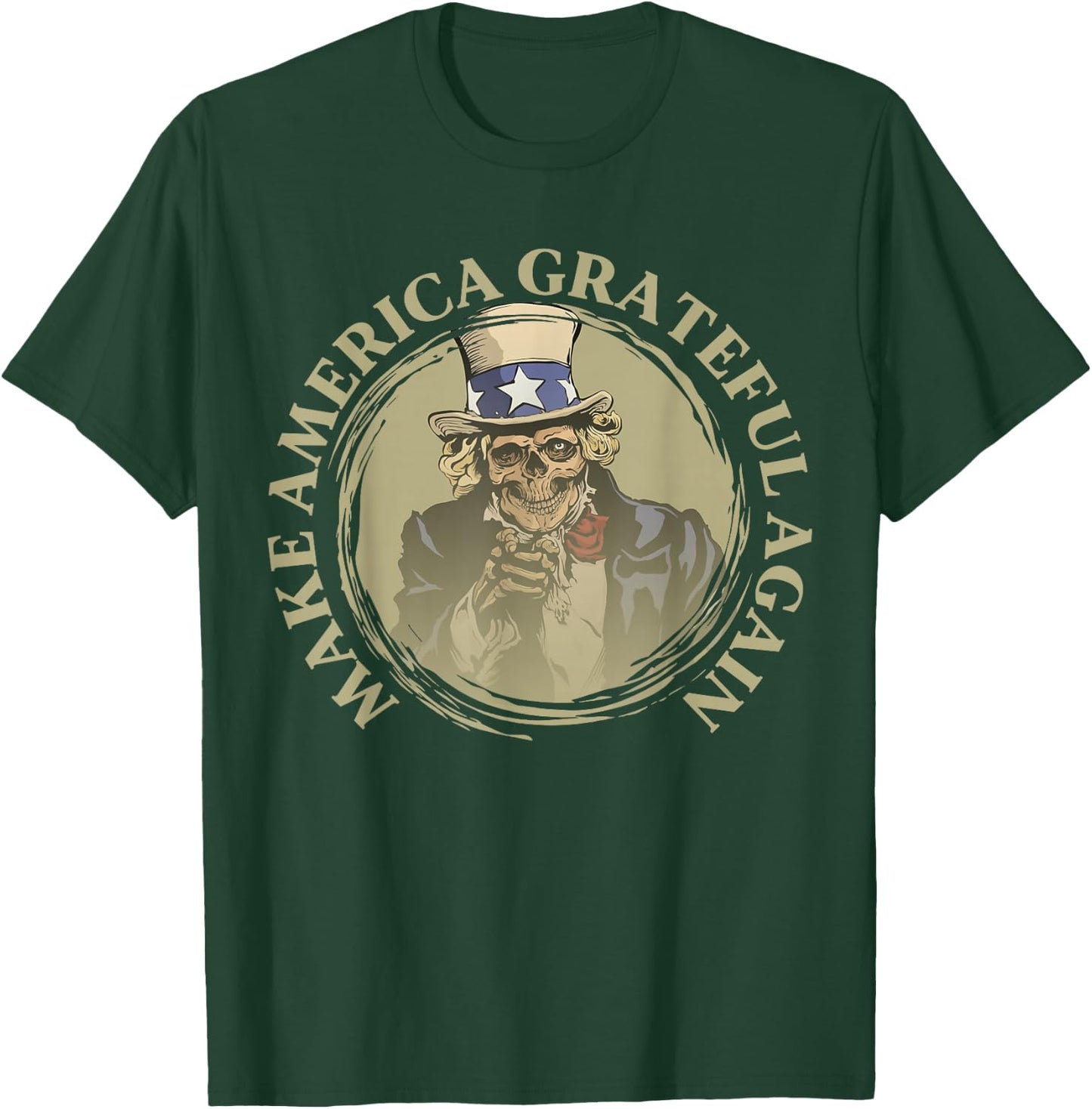 Vintage Design Uncle Sam Retro Make America Grateful Again T-Shirt - T-Shirt | Forest