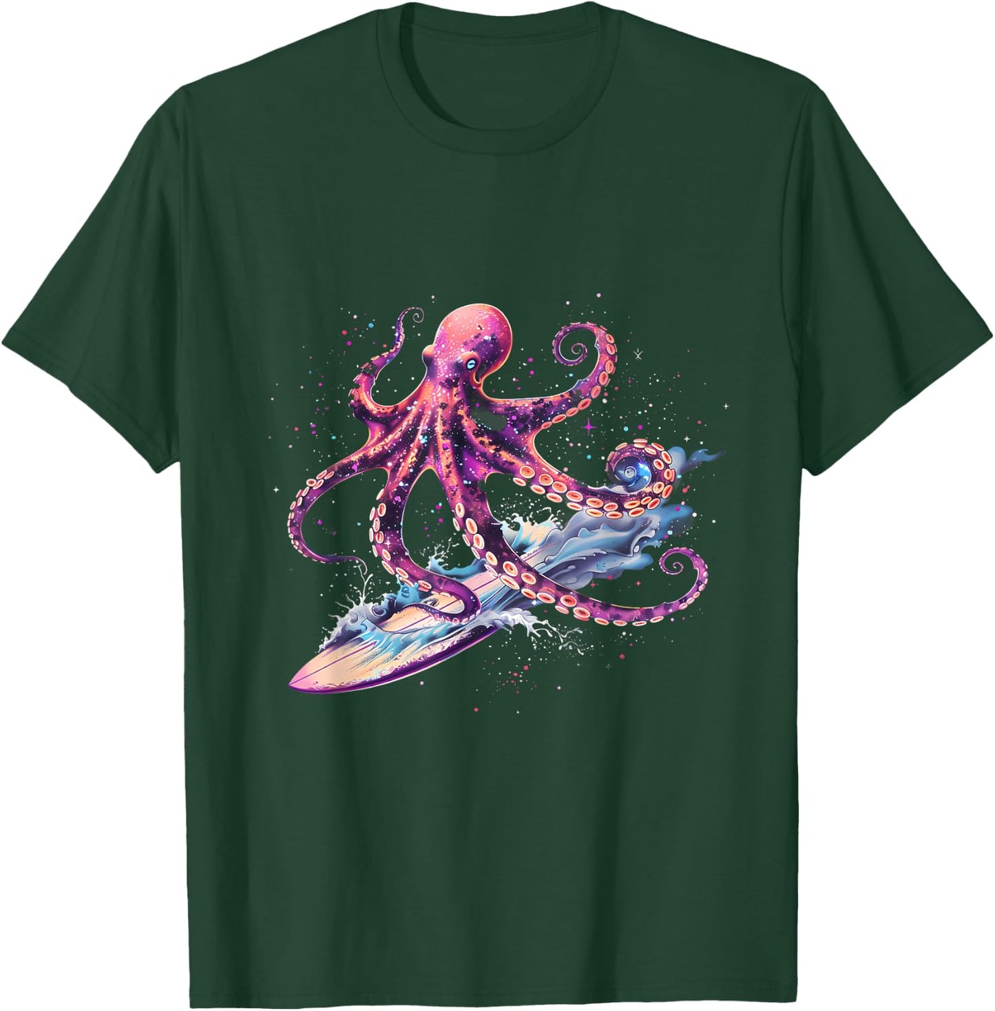 Cthulhu Surfing Octopus Lover Sea Monster Ocean Sea Animal T-Shirt - T-Shirt | Forest