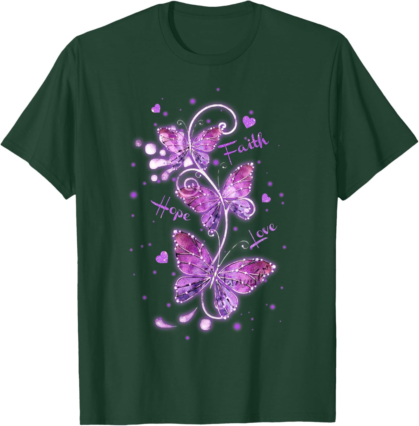 Butterfly Faith Hope Love Butterfly Lovers Insects T-Shirt - T-Shirt | Forest