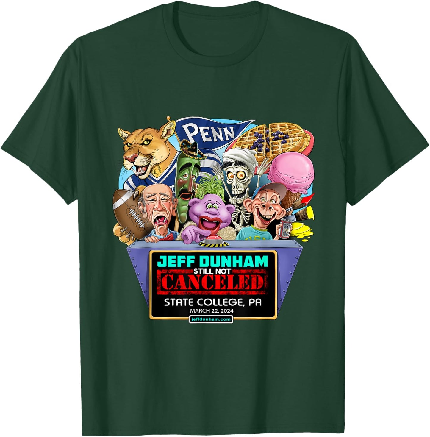 Jeff Dunham State College, PA (2024) T-Shirt - T-Shirt | Forest