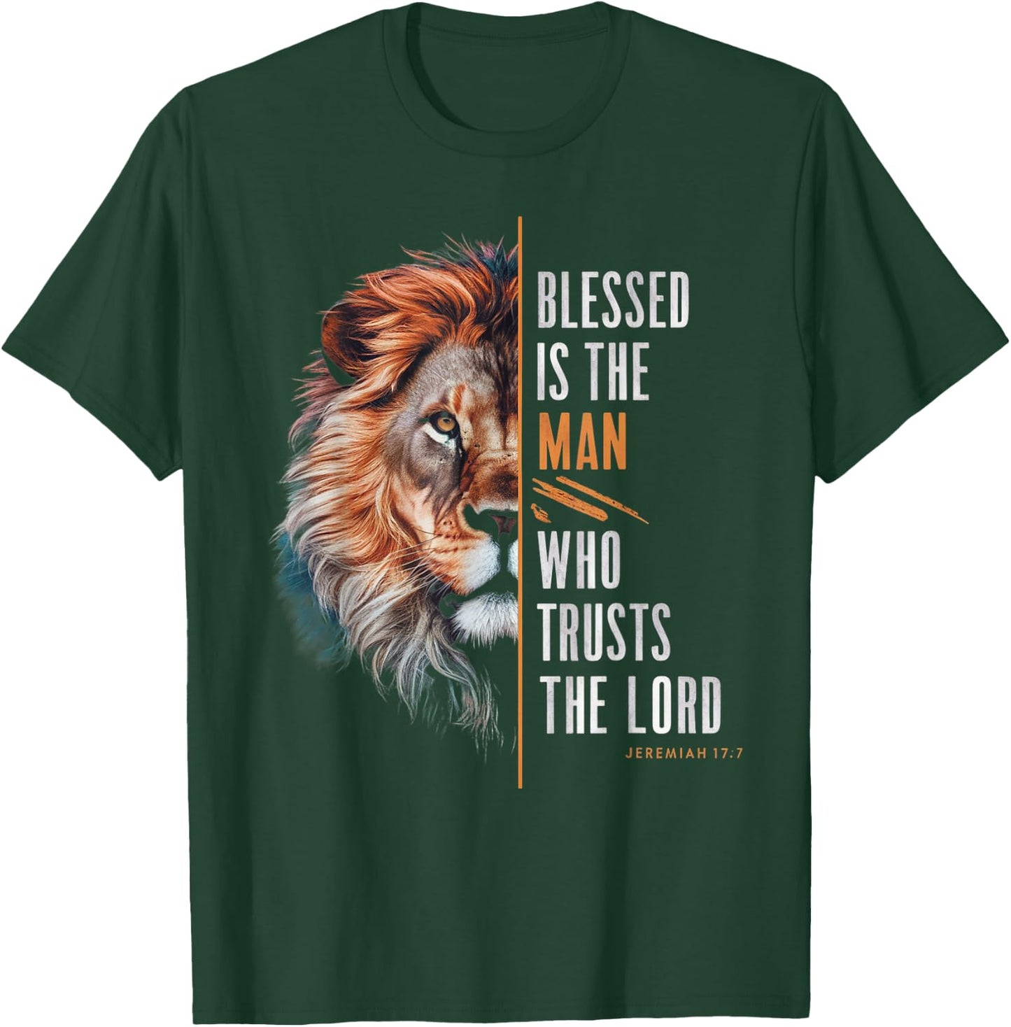 Blessed Christian God Jesus Faith Bible Verse Jeremiah Lion T-Shirt - T-Shirt | Forest