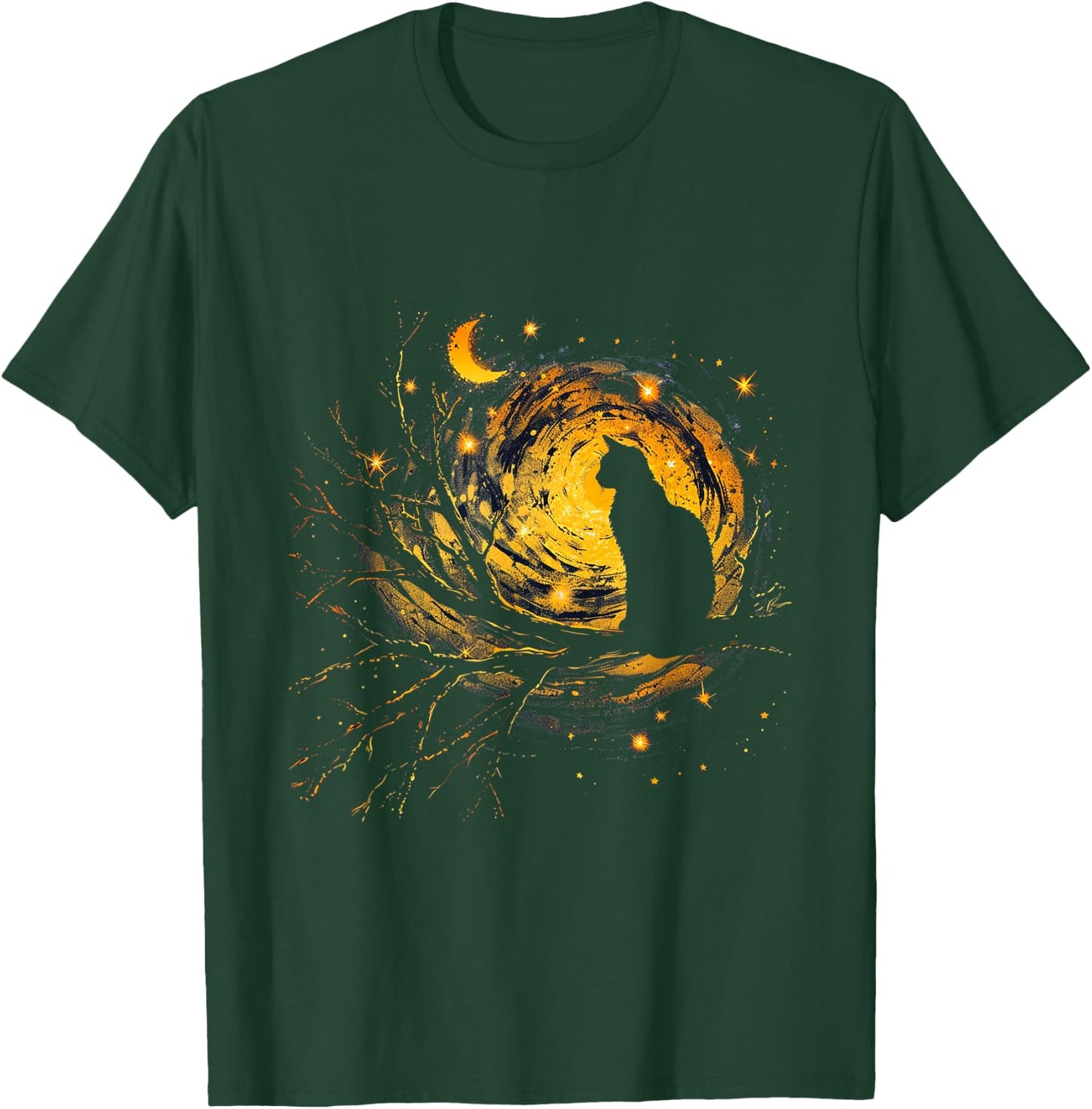 Cat Starry Night Van Gogh Cat for Cat Lover Cat Mom Cat Dad T-Shirt - T-Shirt | Forest