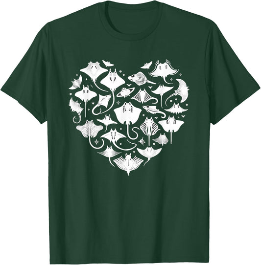 Stingray Manta Ray Heart Sea Ocean Animals T-Shirt - T-Shirt | Forest